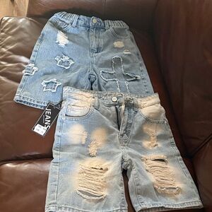 Boys Light Blue Distressed Kids Denim Shorts Duo